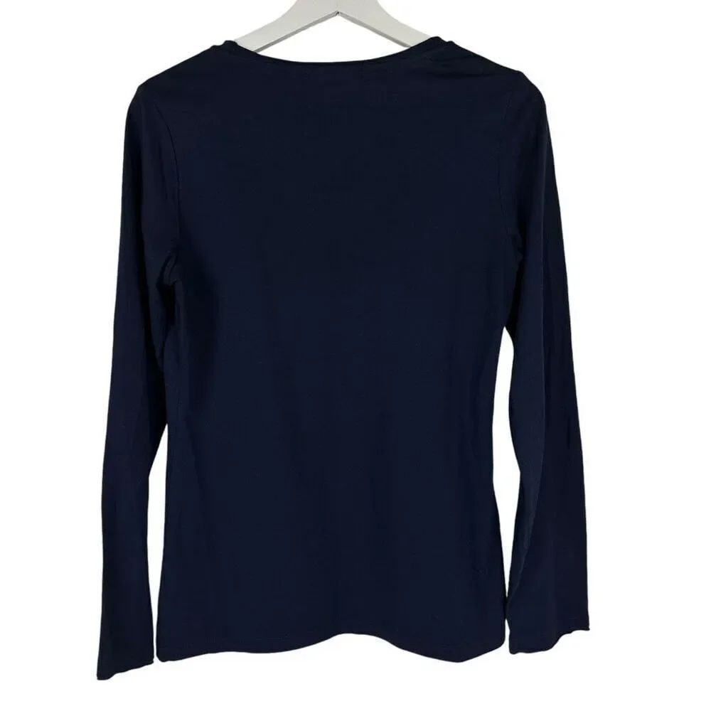 Boden Dark Blue size 6 Long Sleeve Tee with Silk Bow - Picture 2 of 6